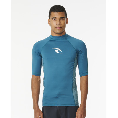 Lycra Manches Courtes Rip Curl Homme Waves Perf UPF50 - Bluestone