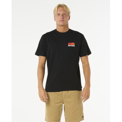 T-Shirt Rip Curl Surf Revival Stacked  - Black