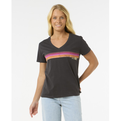 T-Shirt Rip Curl Surfarama V Neck - Washed Black
