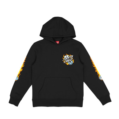 Sweat A Capuche Santa Cruz Enfant Flaming Dice Dot - Black