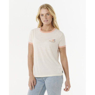 T-Shirt Rip Curl Swell Lines Ringer - Bone