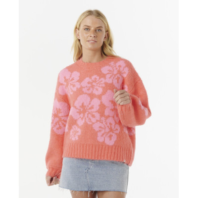 Pull Rip Curl Hibiscus Heat Jacquard Crew - Watermelon