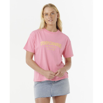 T-Shirt Rip Curl Surf Puff Relaxed - Pink/Orange