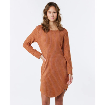 Robe mi-longue à Manches Longues Rip Curl New Cosy - Light Brown