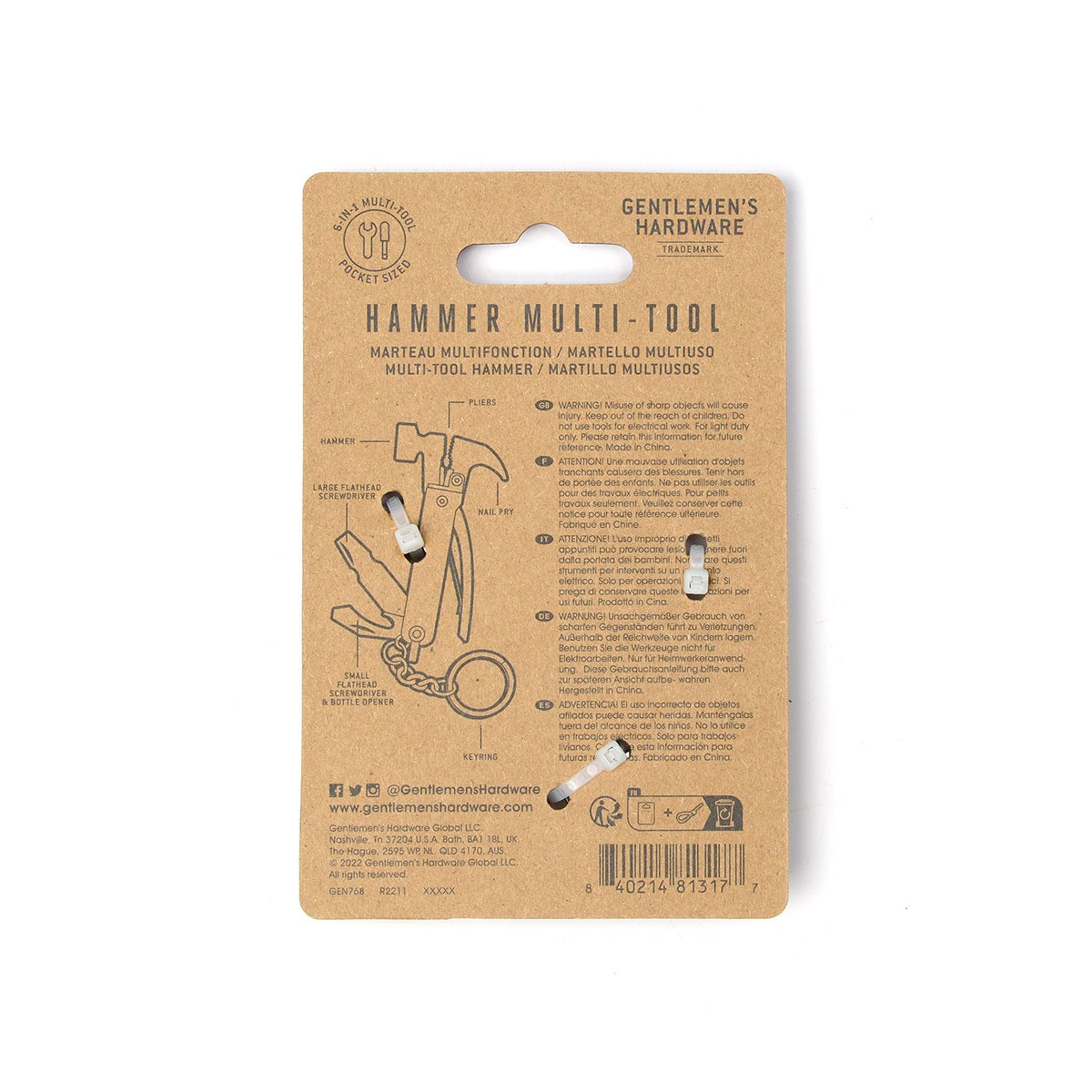 Gentlemen's Hardware Mini Multi-Tool avec Marteau