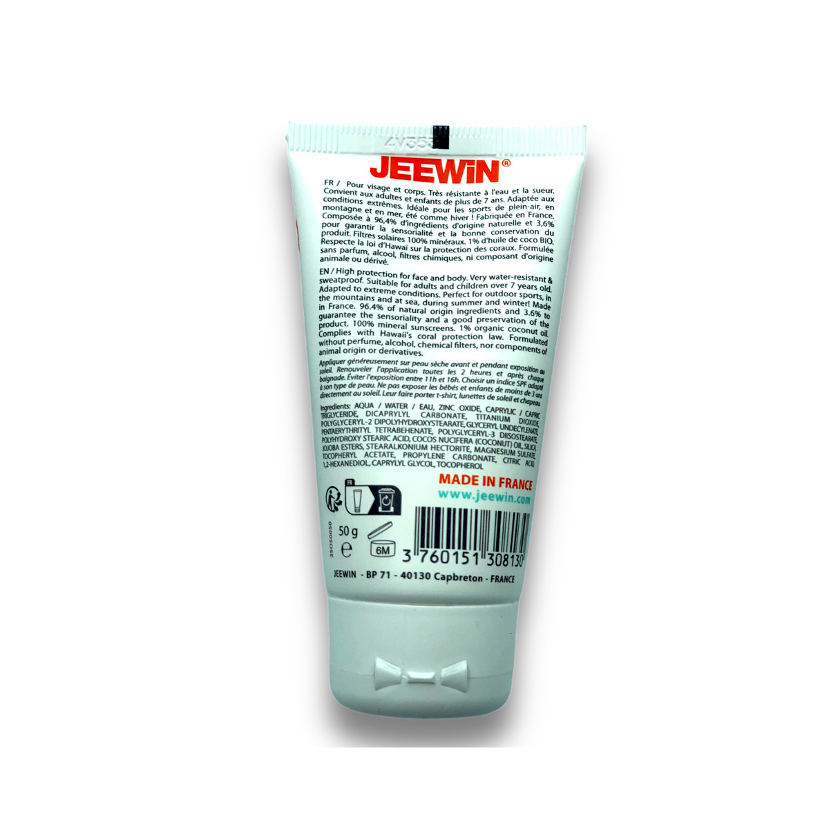 Crème Solaire Minérale SPF 50 Jeewin