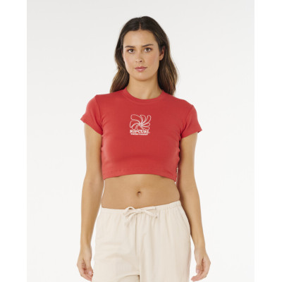 T-Shirt Crop Top Rip Curl Pacific Coast - Deep Red