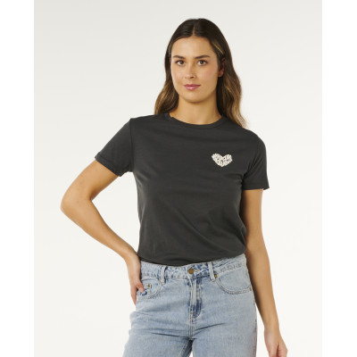 T-Shirt Rip Curl Heart Logos - Washed Black