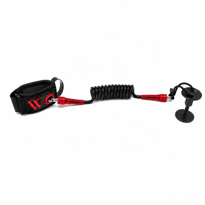 Leash de Bodyboard Watt Poignet Deluxe - Matt Black/Clear Red