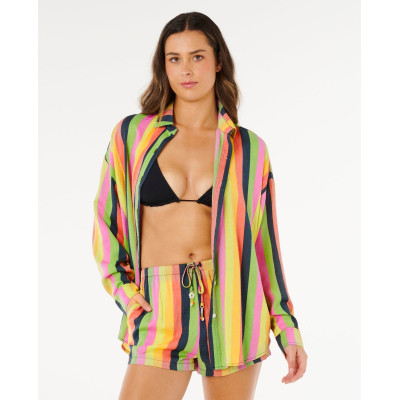 Chemise Rip Curl Rio Farm Neon Stripe Relaxed - Multico