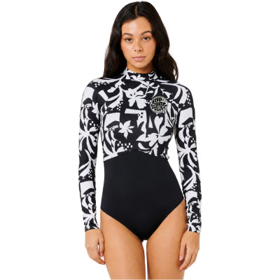 Combinaison De Surf Rip Curl Femme G Bomb Good 1.5mm Manches Longues - Black/White