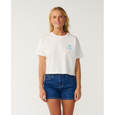 T-Shirt Crop Top Rip Curl Retro Swell - Bone