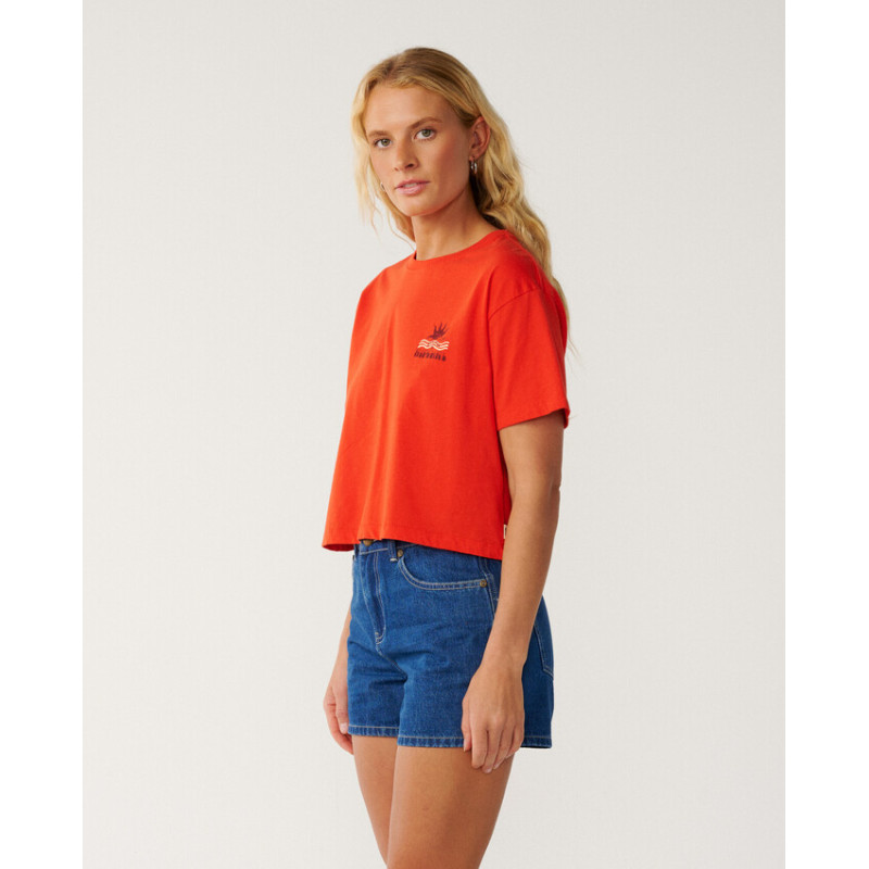 T-Shirt Crop Top Rip Curl Retro Swell